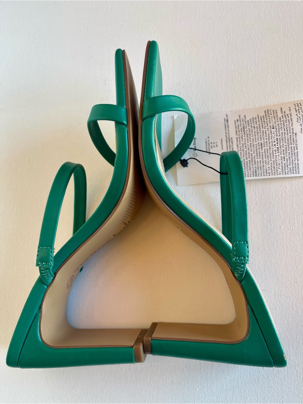 NEW THE DROP AVERY SQUARE TOE TWO STRAP HIGH HEELED SANDAL ULTRAMARINE GREEN SZ7 - Picture 9 of 16
